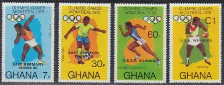 Ghana Mi.Nr. 686-89A Olympia 1976 Montreal, m.Aufdr. der Sieger (4 Werte)