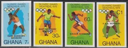 Ghana Mi.Nr. 686-89B Olympia 1976 Montreal, m.Aufdr. der Sieger (4 Werte)