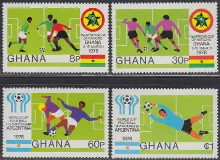 Ghana Mi.Nr. 746-49A Fußball-Afrikameisterschaft + Weltmeisterschaft 1978 (4 W.)