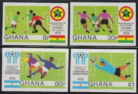 Ghana Mi.Nr. 746-49B Fußball-Afrikameisterschaft + Weltmeisterschaft 1978 (4 W.)