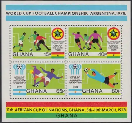 Ghana Mi.Nr. Block 76A Fußball-Afrikameisterschaft + Weltmeisterschaft 1978