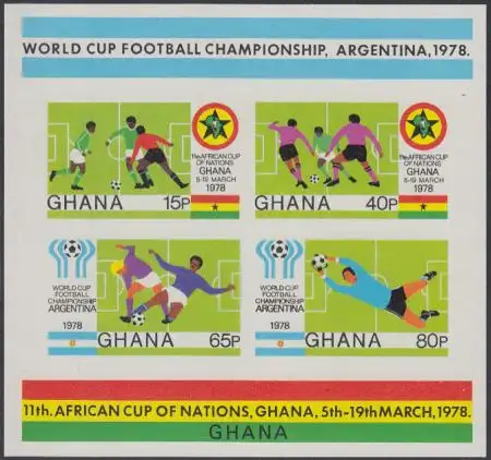 Ghana Mi.Nr. Block 76B Fußball-Afrikameisterschaft + Weltmeisterschaft 1978 