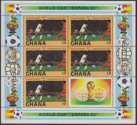 Ghana Mi.Nr. Klbg.975 Fußball-WM 1982, Aufdr. Winner Italy 3-1 