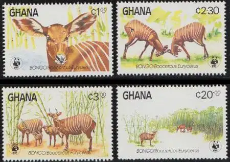 Ghana Mi.Nr. 1060-63 Weltweiter Naturschutz, Bongo (Antilope) (4 Werte)