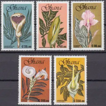 Ghana Mi.Nr. 1484-88 Blumen (5 Werte)