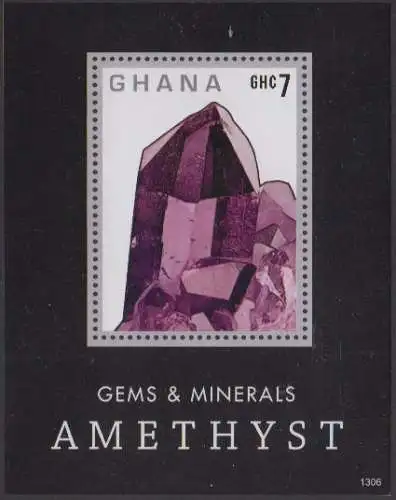 Ghana MiNr. Block 510 Mineralien, Amethyst