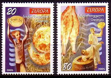 Georgien Mi.Nr. 480-81 Europa 2005, Gastronomie (2 Werte)