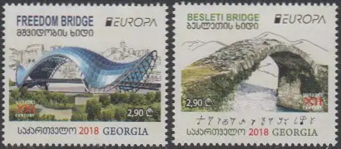 Georgien MiNr. 711-12 Europa 18, Brücken, Friedens- u.Besleti Brücken (2 Werte)