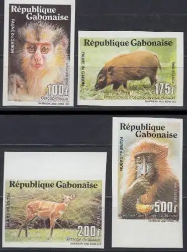 Gabun Mi.Nr. 1053-56U Wildtiere (4 Werte)