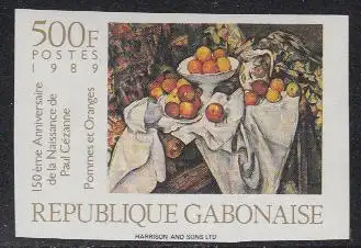 Gabun Mi.Nr. 1040U 150.Geb. Paul Cézanne, Äpfel und Orange (500)