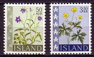 Island Mi.Nr. 359-60 Freim. Blumen (2 Werte)