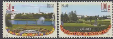 Island Mi.Nr. 1431-32 SEPAC, Blumen, Parks in Reykjavík (2 Werte)