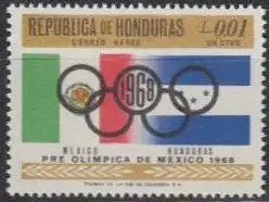 Honduras Mi.Nr. 695 Olympia 1968 Mexiko, Flaggen Mexiko und Honduras (0,01)