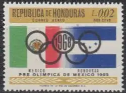 Honduras Mi.Nr. 696 Olympia 1968 Mexiko, Flaggen Mexiko und Honduras (0,02)