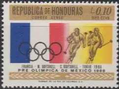 Honduras Mi.Nr. 698 Olympia 1968 Mexiko, franz. Flagge, Skilauf (0,10)