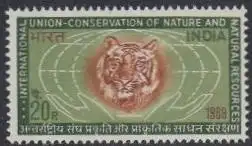 Indien Mi.Nr. 489 Internat.Union für den Naturschutz, Globus, Tigerkopf (20)