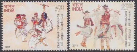 Indien MiNr. 3085-86A Freundschaft mit Portugal, Traditionelle Stocktänze (2 W.)