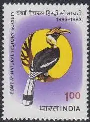 Indien Mi.Nr. 960 100Jahre Naturgeschichtl.Ges.v.Bombay, Doppelhornvogel (1,00)