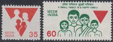 Indien Mi.Nr. 1083-84 Freim. Wissenschaft + Technik, Eltern m.Kindern (2 Werte)