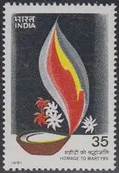 Indien Mi.Nr. 861 Gedenktag für Märtyrer der Freiheitsbewegung, Flamme (35)