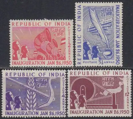 Indien Mi.Nr. 211-14 Proklamation der Republik (4 Werte)