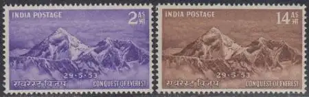 Indien Mi.Nr. 228-29 Erstbesteigung des Mount Everest (2 Werte)