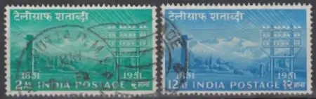 Indien Mi.Nr. 230-31 100Jahre ind.Telegraphie, Leitungen 1851 und 1951 (2 Werte)