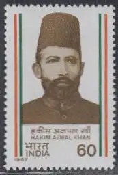 Indien Mi.Nr. 1082 Gesch.d.Unabhängigkeitsbewegung, Hakim Ajmal Khan (60)