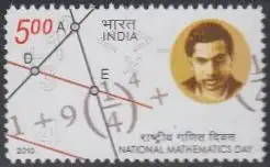 Indien Mi.Nr. 2686 Nat.Tag der Mathematik, Srinivasa Ramanujan, Formel (5.00)