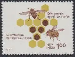 Indien Mi.Nr. 815 Int.Konferenz für Bienenzucht, Bienen vor Waben (1,00)