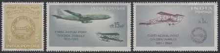 Indien Mi.Nr. 320-22 Flugpostverbindung Allahabad-Naini (3 Werte)