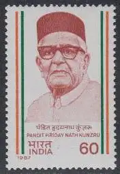 Indien Mi.Nr. 1136 Gesch.d.Unabhängigkeitsbew., Pandit Hriday Nath Kunzru (60)