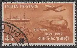 Indien Mi.Nr. 234 100J.ind.Briefmarken, Schiff, Eisenbahn, Flugzeug, Fahrrad (4)