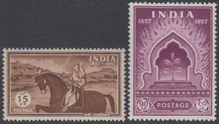 Indien Mi.Nr. 273-74 100.Jahrestag Sepoy-Aufstand (2 Werte)