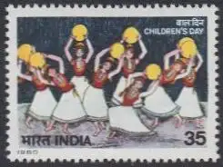 Indien Mi.Nr. 846 Tag des Kindes, Kinderzeichnung: Tanzende Kinder (35)