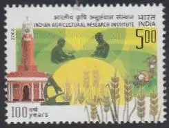 Indien Mi.Nr. 2137 100J.Landw.Forschungsinstitut, Uhrenturm, Mikroskop (5,00)