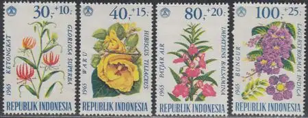 Indonesien Mi.Nr. 499-502 Tag der sozialen Fürsorge, Blumen (4 Werte)