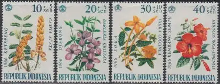 Indonesien Mi.Nr. 503-06 Tag der sozialen Fürsorge, Blumen (4 Werte)