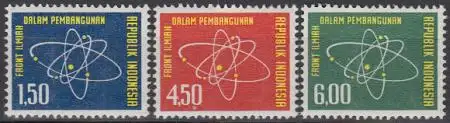 Indonesien Mi.Nr. 365-67 Wissenschaft, Atomkern und Elektronen (3 Werte)