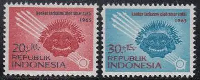 Indonesien Mi.Nr. 488-89 Kampf gegen Krebs, Makora-Maske (2 Werte)