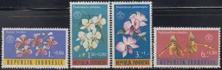 Indonesien Mi.Nr. 376-79 Tag sozialer Fürsorge, Orchideen (4 Werte)