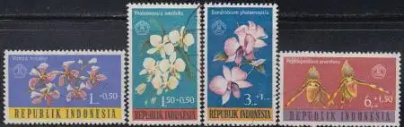 Indonesien Mi.Nr. 376-79 Tag sozialer Fürsorge, Orchideen (4 Werte)