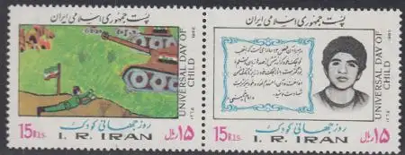 Iran Mi.Nr. Zdr.2161-62 Weltkindertag, Zeichnung Panzerabwehr, gefallener Junge 