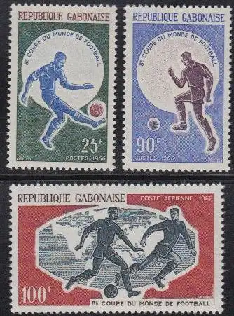 Gabun Mi.Nr. 247-49 Fußball-WM 1966 England, Spieler (3 Werte)