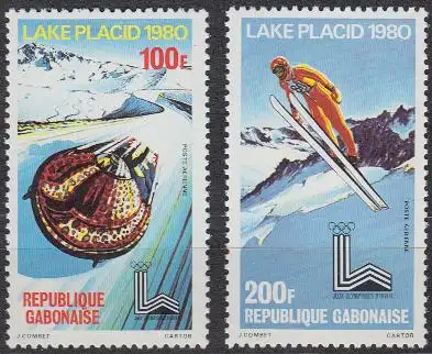 Gabun Mi.Nr. 720-21 Olympische Winterspiele Lake Placid (2 Werte)