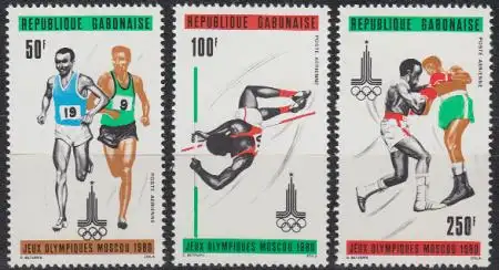 Gabun Mi.Nr. 733-35 Olympische Sommerspiele Moskau (3 Werte)