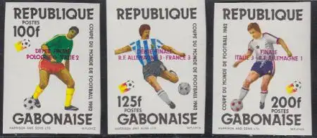 Gabun Mi.Nr. 833-35U Gewinner Fußball-WM 82 Spanien, Spieler, m.Aufdr. (3 Werte)