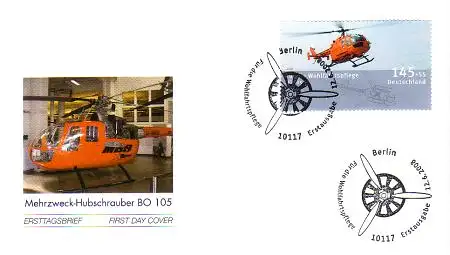 D,Bund Mi.Nr. 2673 Wohlfahrt, Bölkow Hubschrauber (145+55)