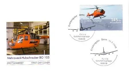 D,Bund Mi.Nr. 2673 Wohlfahrt, Bölkow Hubschrauber (145+55)