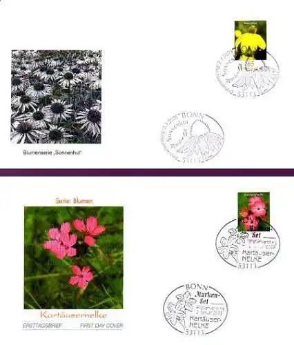 D,Bund Mi.Nr. 2715-16 Freim. Blumen, selbstklebend (2 Briefe)